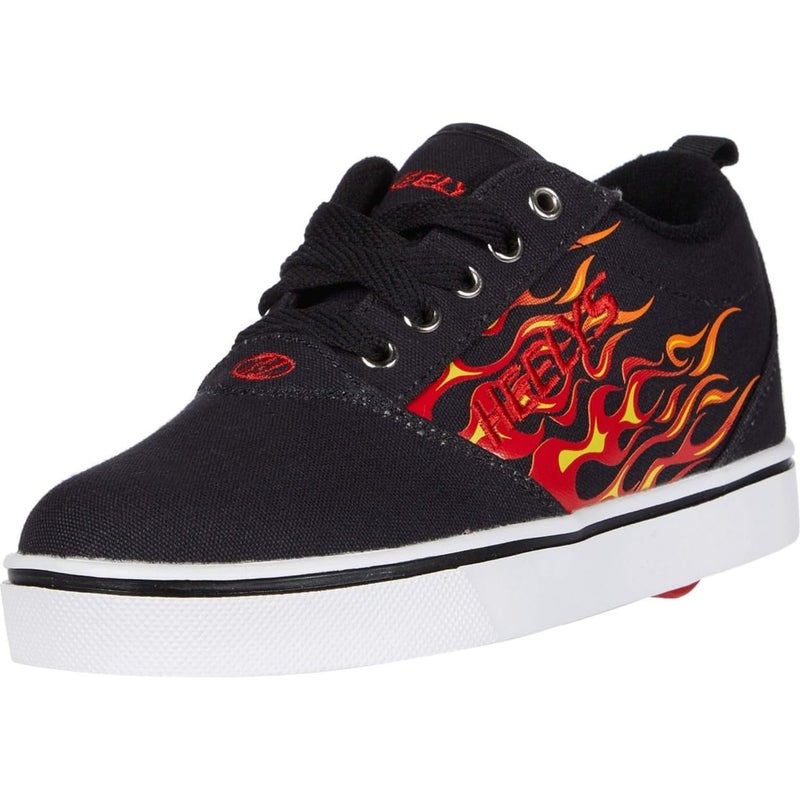 HEELYS Pro 20 Prints Skate Shoe for Adult, Little,and Big Kids - Breathable Microfiber Lining, Padded Footbed, and Long-Lasting Footwear Black/Red Flames 6 Big Kid (Men's 6) M